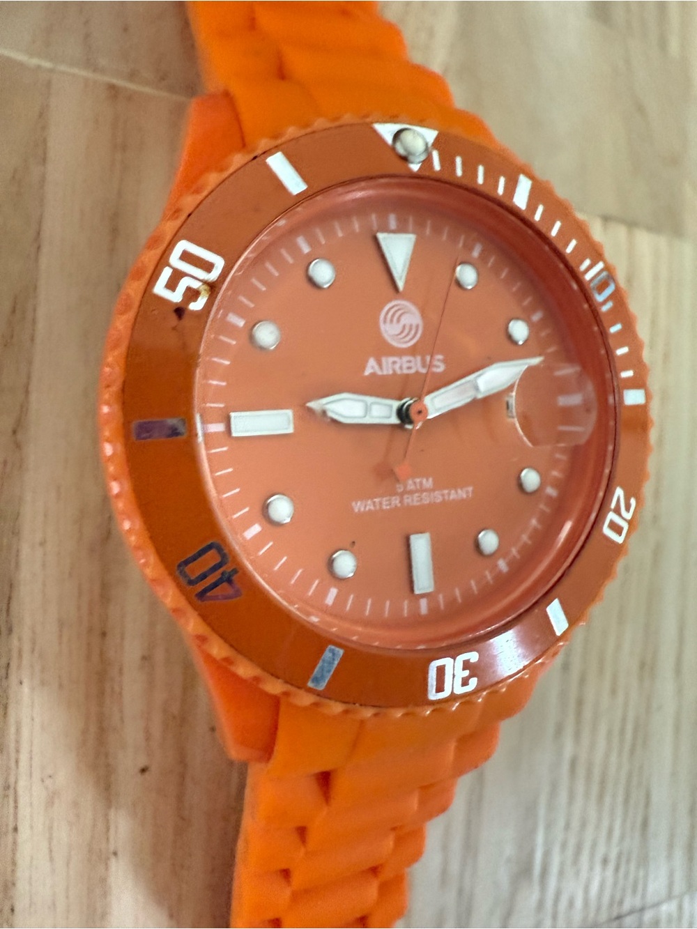 Airbus promotional sport bright orange watch NEW BATTERY